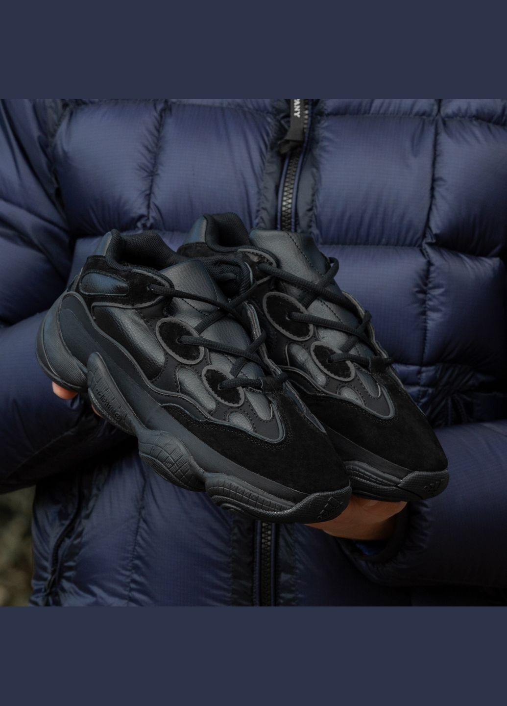 Чорні Зимовий кросівки зимові чоловічі adidas yeezy boost 500 winter termo black | адідас ізі буст 500 чорні термо No Brand