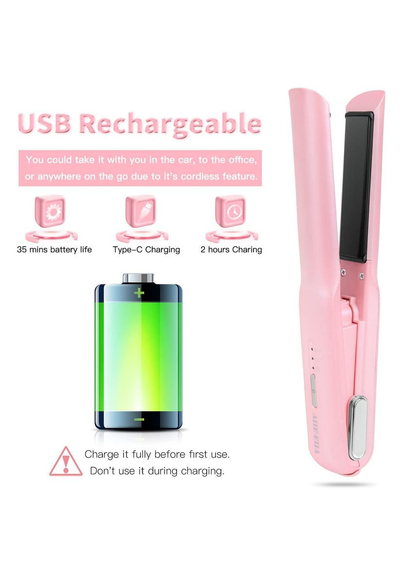 Беспроводной выпрямитель для волос AIIE-EIIA керамический, с аккумулятором 3000 мА (розовый) No Brand (317923177)