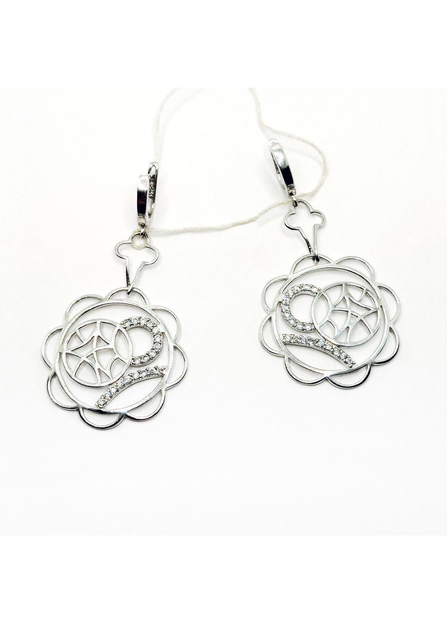 Сережки висячі кола срібло 925° 6,90г. родій () Marcello С-311 (371141535)