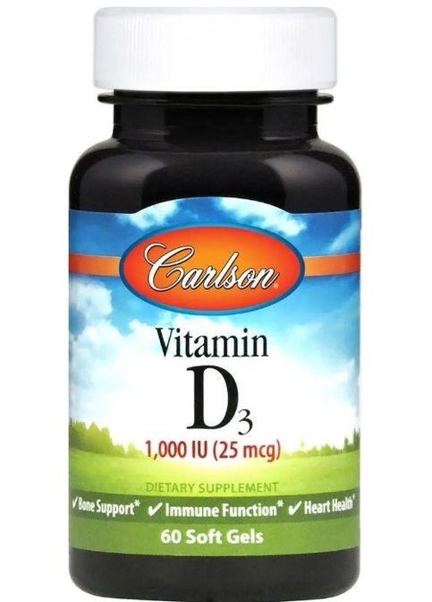 Вітамін Д3Carlson Vitamin D 1000 МЕ 60 гел капс Carlson Labs (359473669)
