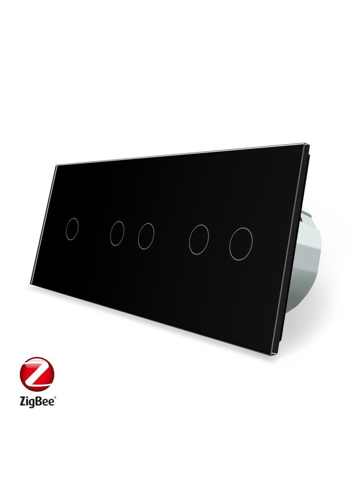 Розумний сенсорний ZigBee вимикач 5 сенсорів (1-2-2) чорний скло (VL-C701Z/C702Z/C702Z-12) Livolo (370985025)