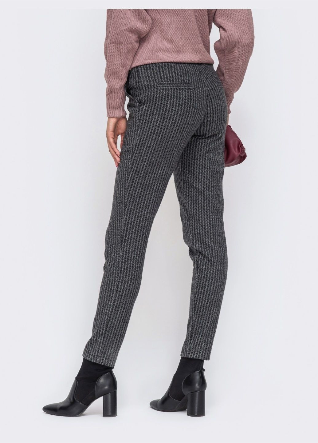 штани з жаккарда в смужку та резинкою по талії графітові Dressa (308074556)
