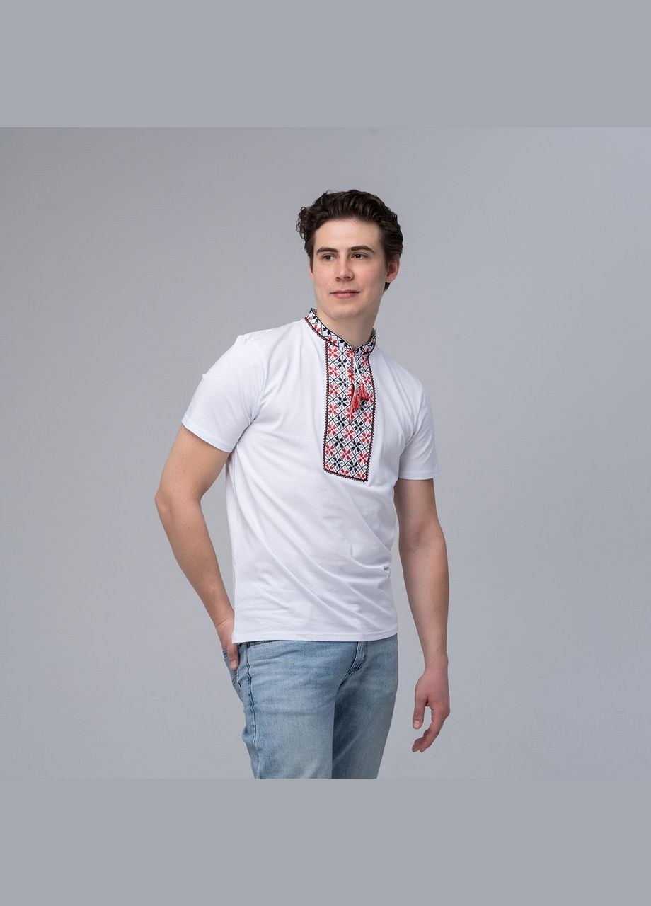 Біла футболка чоловіча з вишивкою "сила роду" біла 3xl Melanika візерунок українська символіка приталена бавовна (333154984)