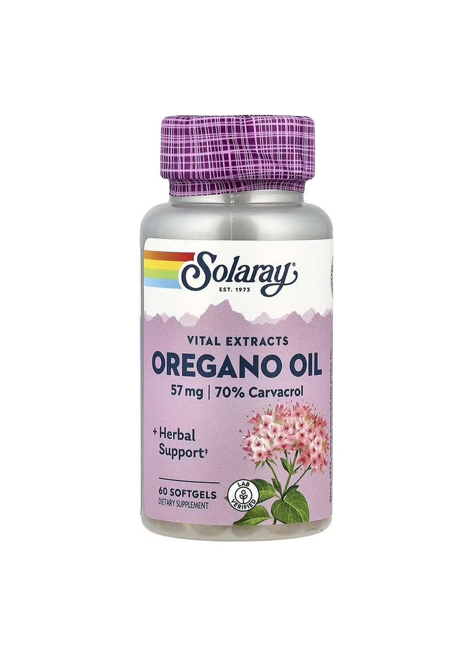 Oregano Oil 70% Carvacrol - 60 softgels Solaray (369400606)