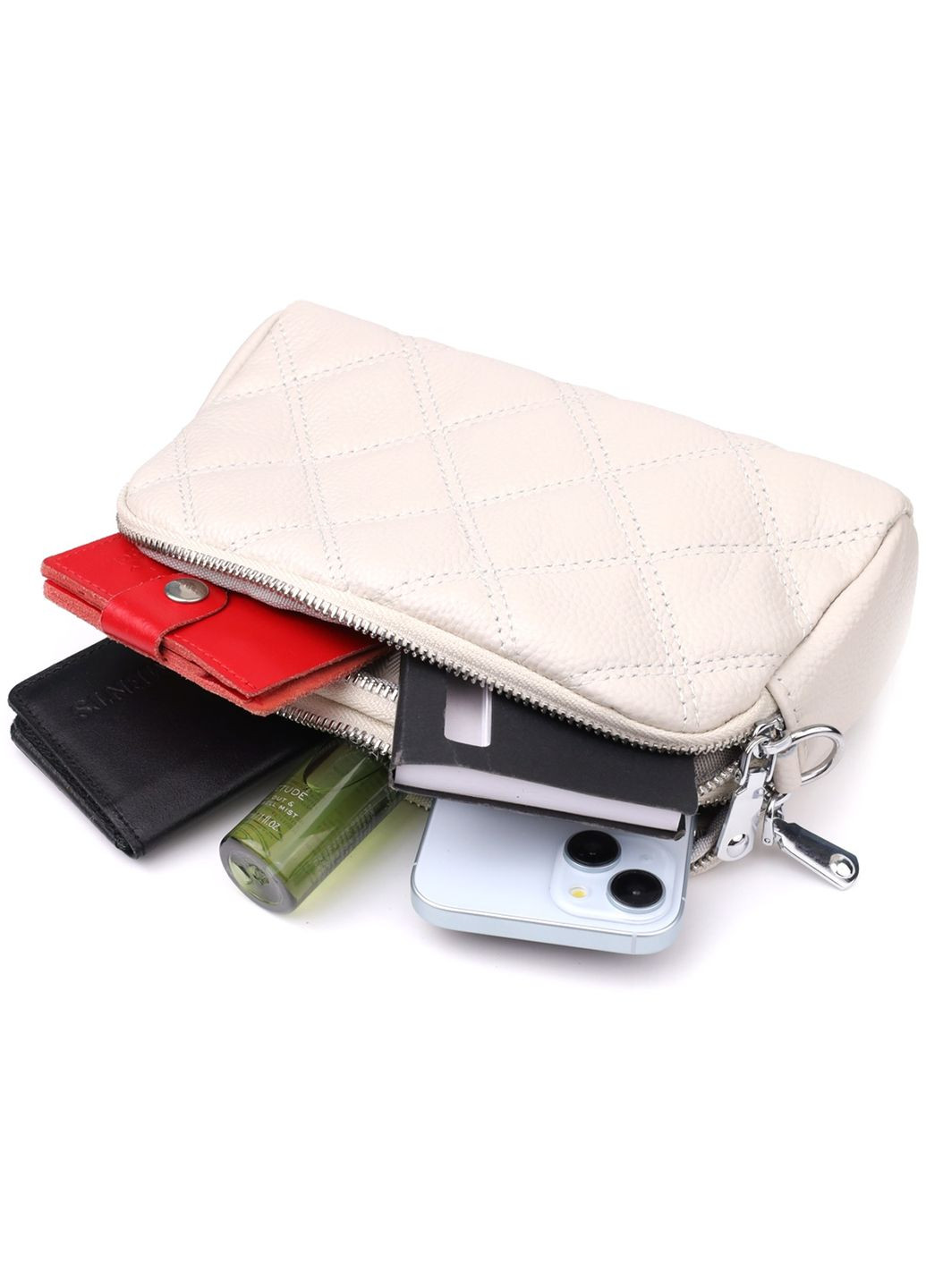 Сумка крос-боді через жіноче плече з натуральної шкіри середня Білий 38195 Vintage (355245254)