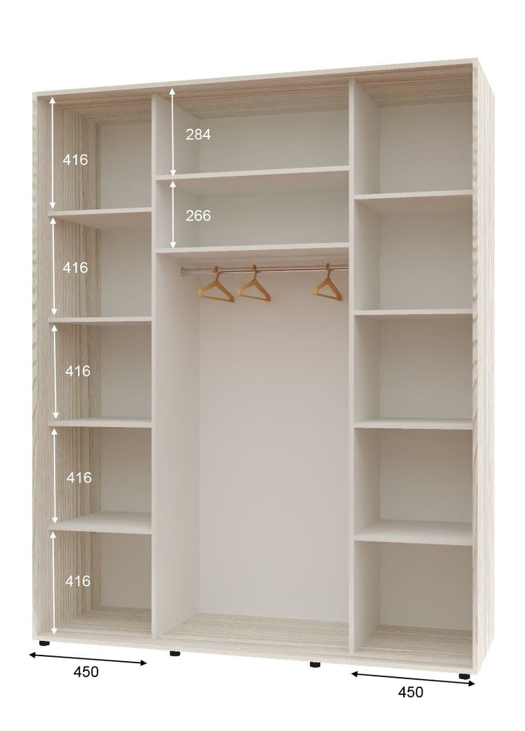 Шкаф-купе двухдверный Комфорт Мебель 160*60*220 см Дуб Беленый 2 двери ДСП Макси Комфорт Меблі (360476538)