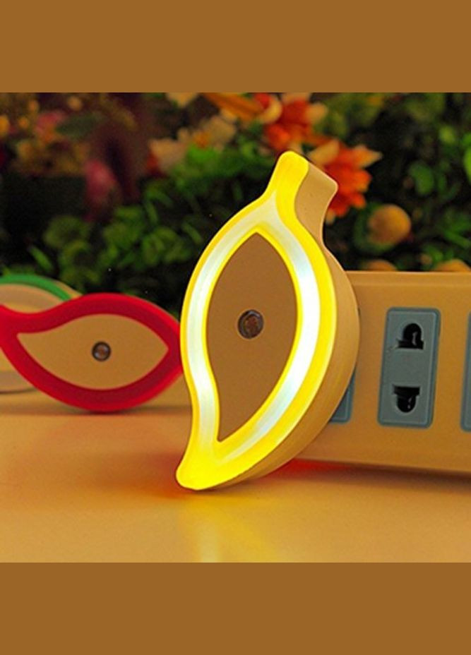 Неоновий светильник ночник Листик с датчиком света DL в розетку желтый Led (307471444)