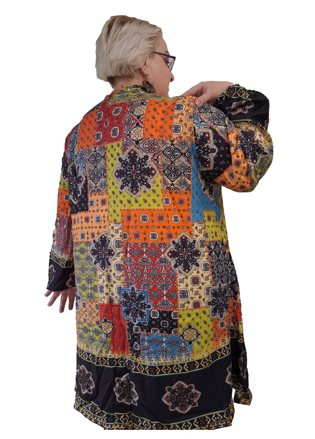 Комбинированное платье-туника женская принт "снежинка" размер No Brand