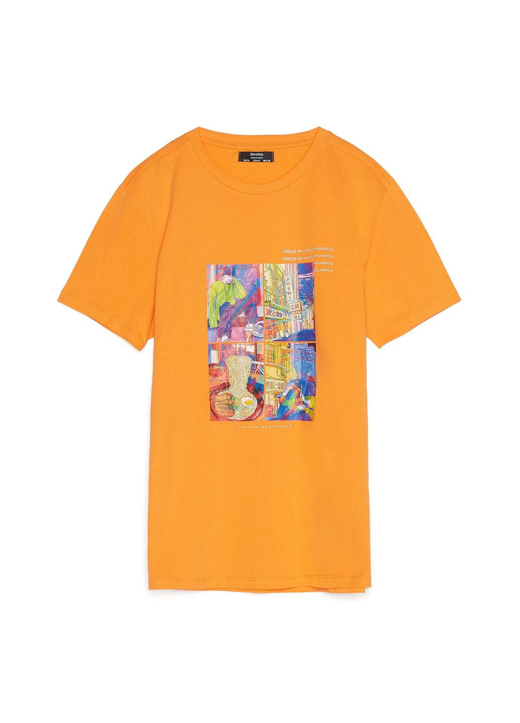 Оранжевая футболка Bershka Print 2417/922