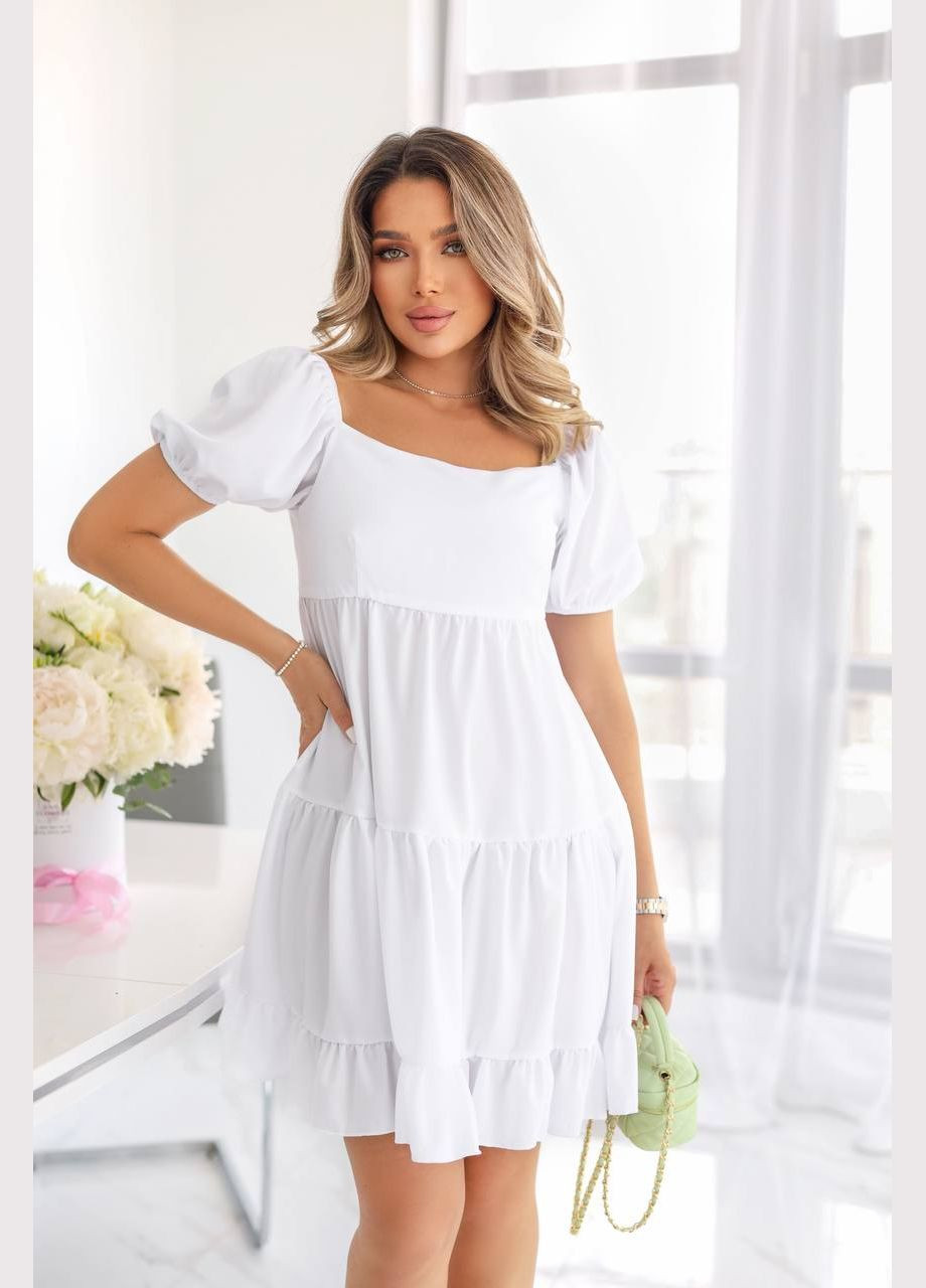 Білий класична сукня міні бiлого кольору 33623 кльош Fashion однотонна