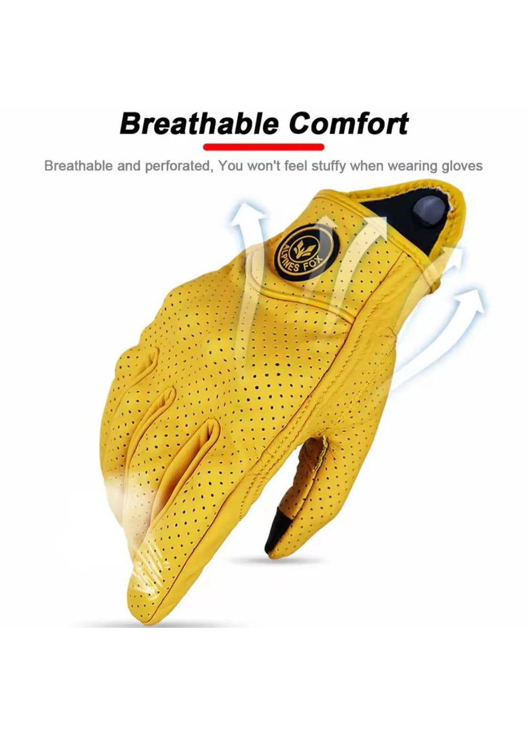 Шкіряні жовті мотоперчатки Alpines,рукавички для мотоцикла з перферацією та захистом Fox (370639491)