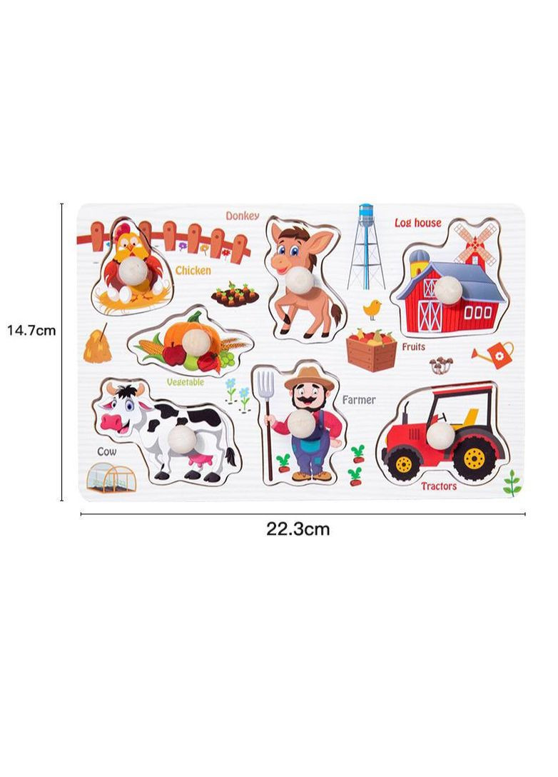 Дерев'яні пазли вкладиші С53972 Весела Ферма, під вкладишем є малюнок Fun Game (327216588)