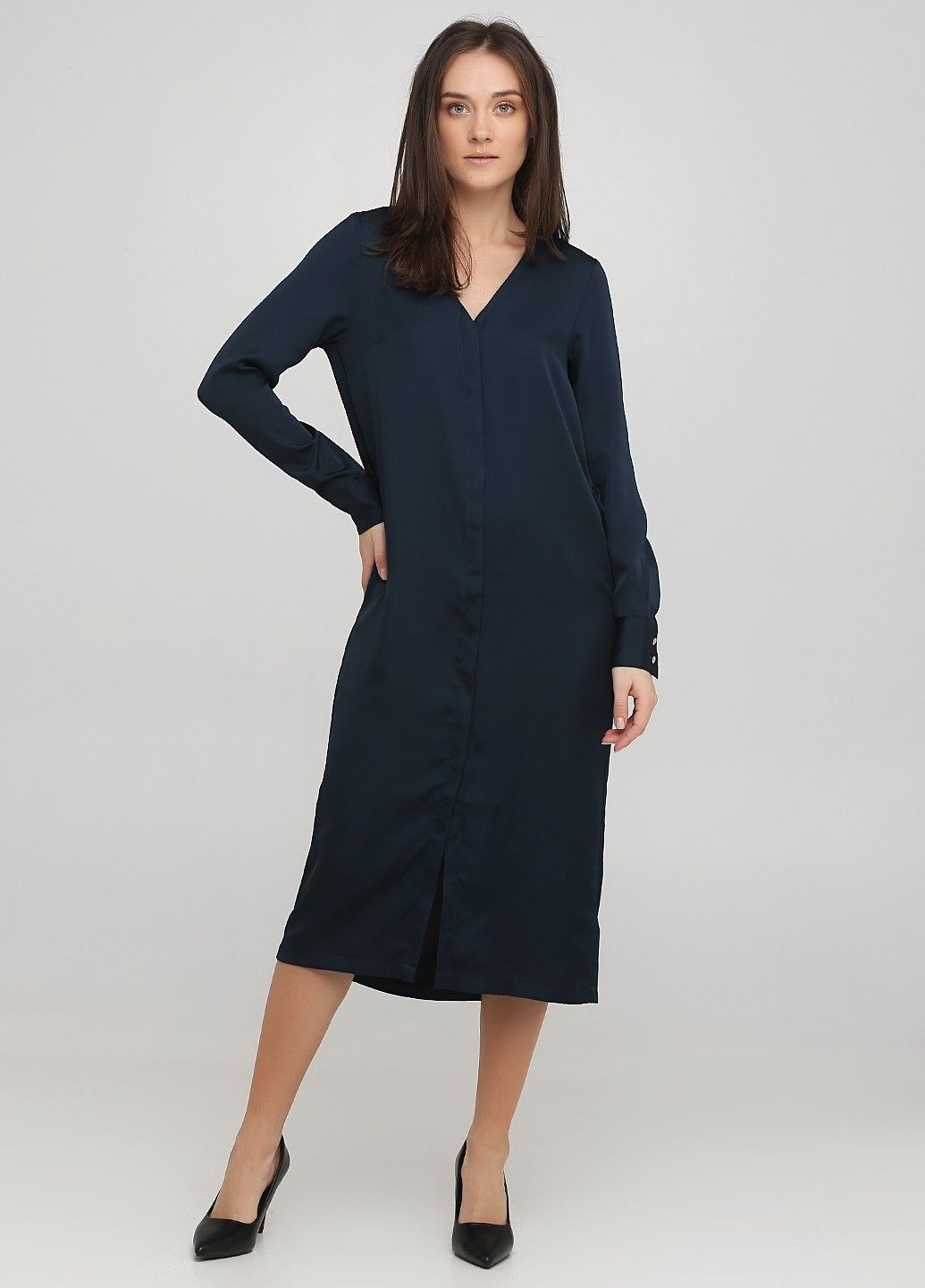 Темно-зеленое кэжуал платье H&M однотонное