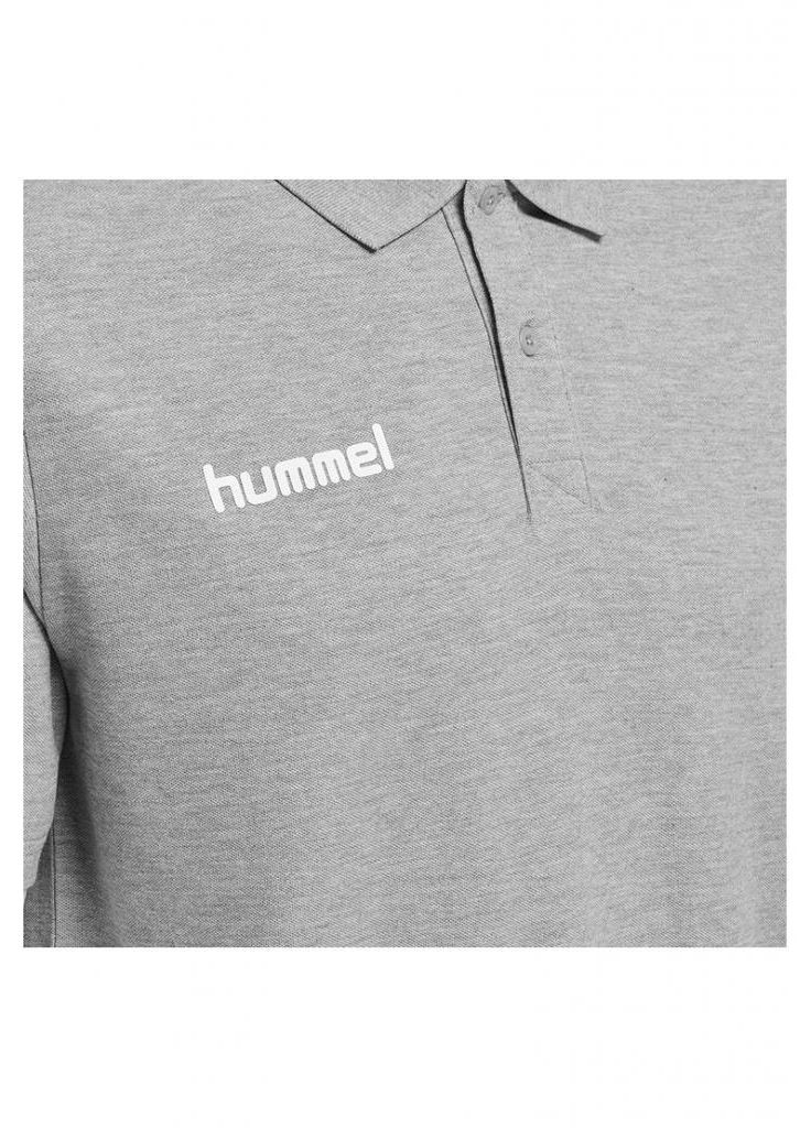 Серая футболка-поло для мужчин Hummel с надписью