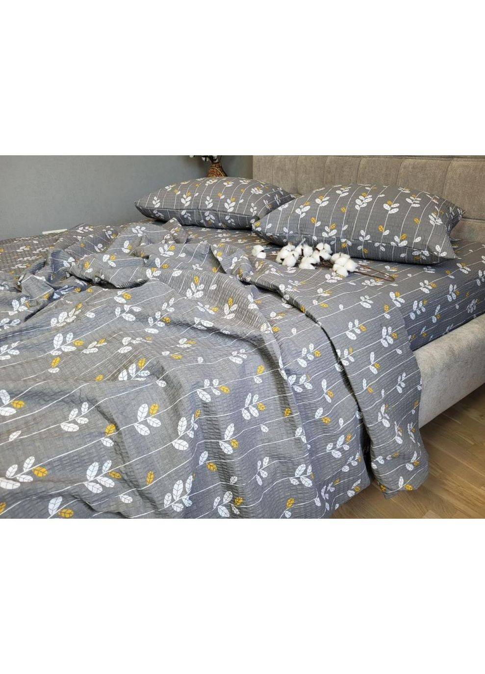 Постельное белье с резинкой Вербена, ранфорс гофра (жатка) Семейный размер, наволочки 70/70 No Brand (363191143)