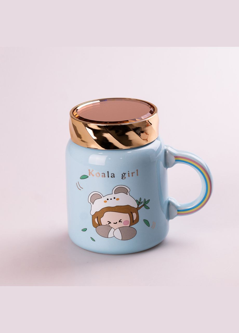 Кружка керамическая 420 мл с крышкой Голубая HPCY8240BL Happy Life (318315991)