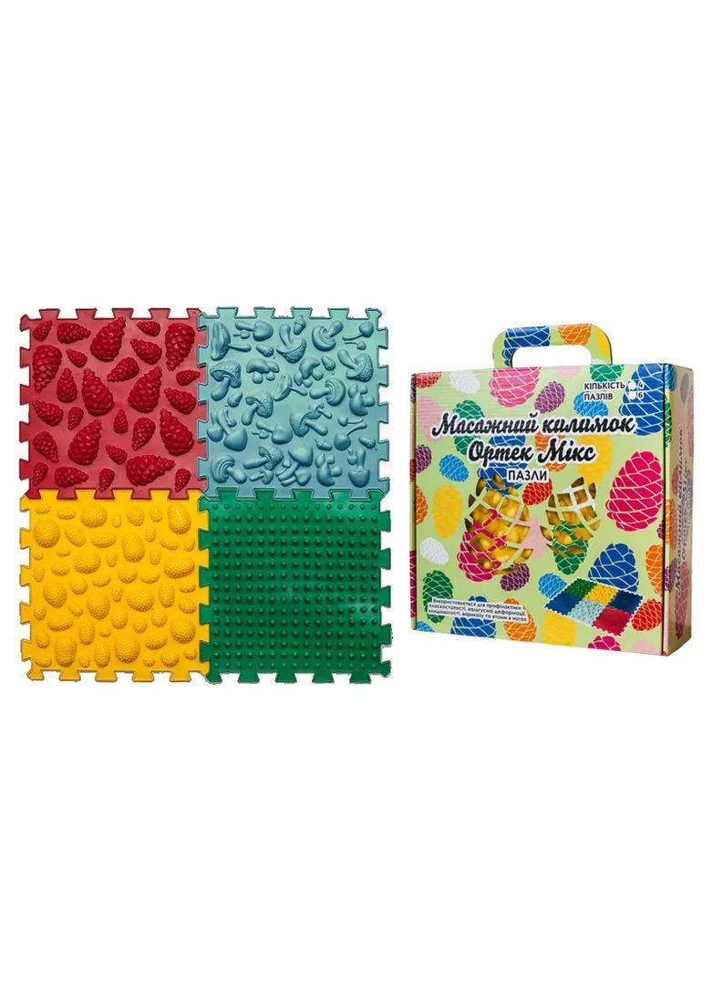 Масажний килимок пазл з ПВХ для стопи ОрТек Мікс 4 елементи, в асортименті 07789 No Brand Різ7789 (370653790)