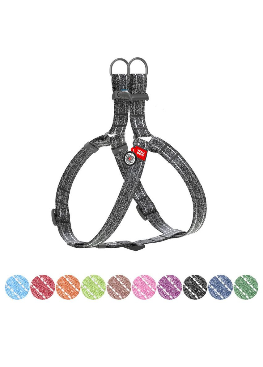 Шлея Re-cotton з QR паспортом, M, Ш 20 мм, Д 50-80 см сірий WAUDOG (322642880)