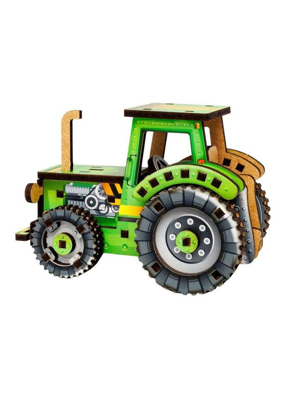 Дитячий дерев'яний 3D конструктор "Tурбо трактор" Puz-00960, 71 деталь PuzzleOK (370934374)