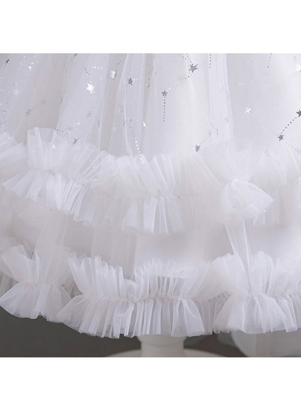 Біла пишна святкова сукня з паєтками та багатошаровою спідницею + під'юбник у подарунок, єлеонора, біла No Brand (369637054)