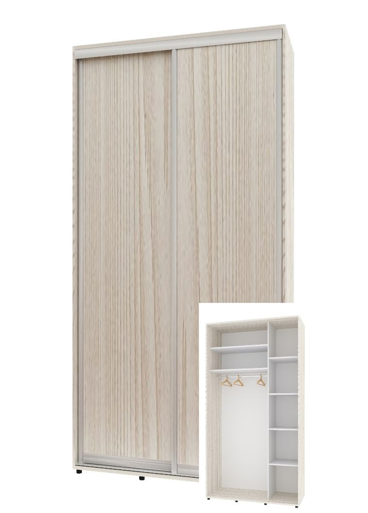 Шкаф-купе двухдверный Комфорт Мебель 110*60*210 см Дуб Беленый 2 двери ДСП Стандарт Комфорт Меблі (360430704)