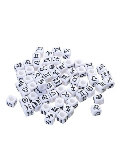 Пластикові намистини Квадратні куб знак зодіака Білий 6 мм х 6 мм 3 мм Ціна за 1 шт Лев Finding (316248373)