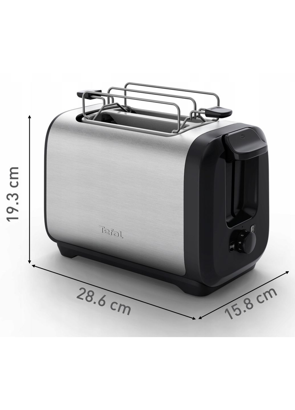 Тостер Subito 1100Вт, размораживание, щипцы, нерж. сталь, черный Tefal (362668776)