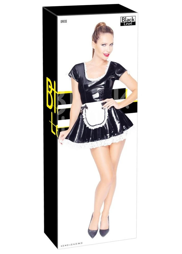 Костюм покоївки Vinyl Maid's Dress з вінілу, чорно-білий, Black Level (347299524)