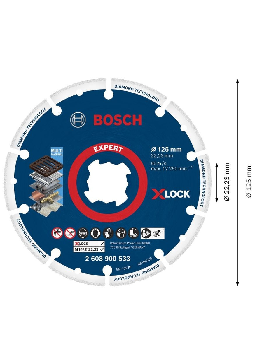 Алмазный диск XLOCK Expert (125х22.23 мм) круг отрезной по металлу (23206) Bosch (267819125)