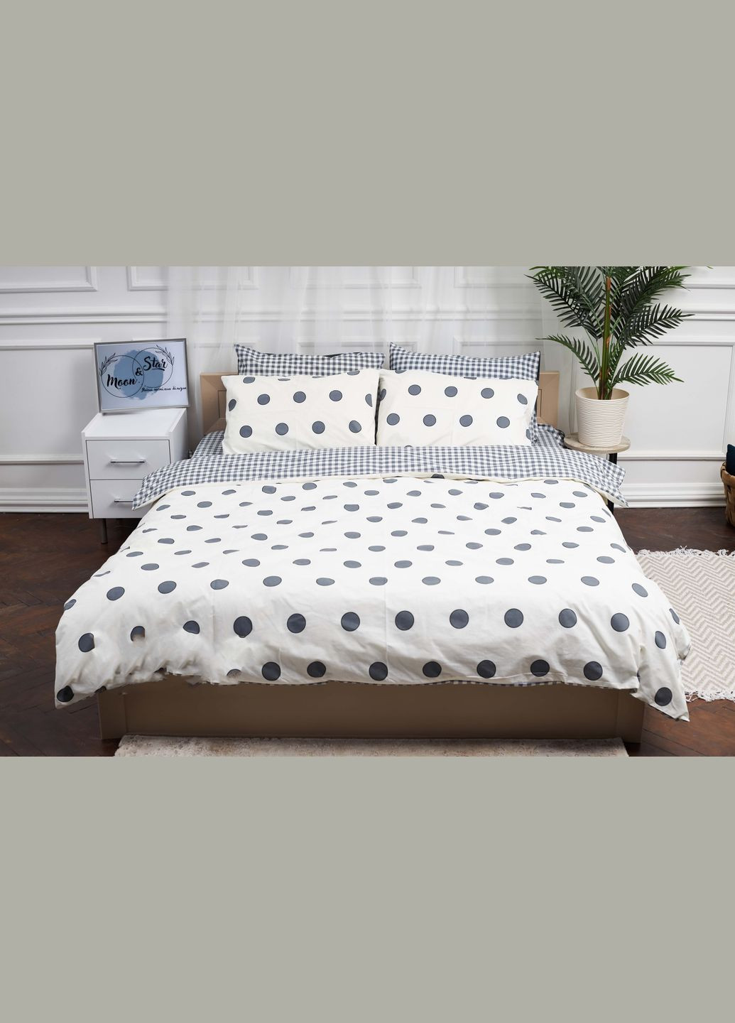 Комплект постельного белья полуторный евро 160х220 наволочки 2х40х60 Ranforce Elite (MS-820000195) Moon&Star Riccarda (284416240)