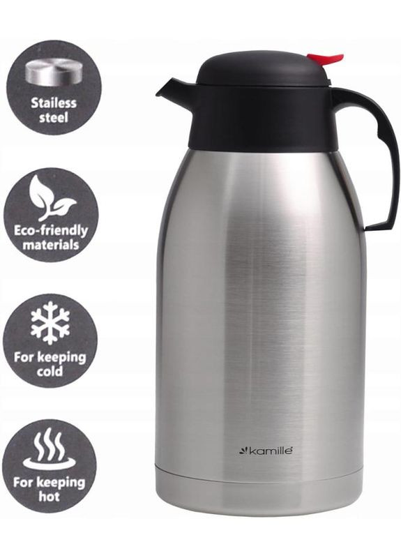 Термос-глечик 2500мл з вакуумною колбою для гарячих та холодних напоїв термоглечик для дому Kamille (368986674)