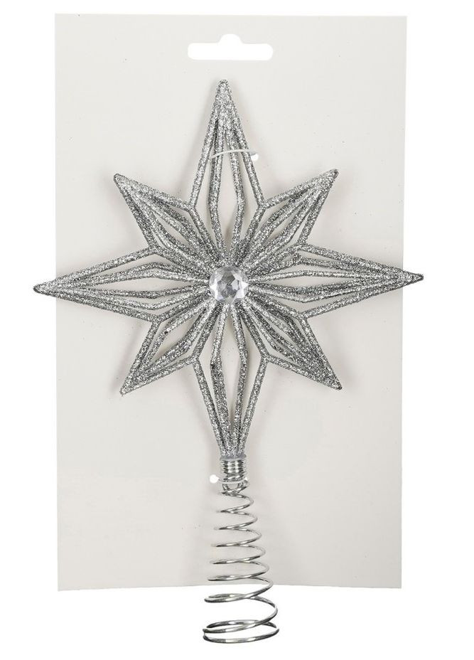 Елочная пластик верхушка Mica Decorations Звезда 20 см, пастель, серебристая Chomik (367114093)