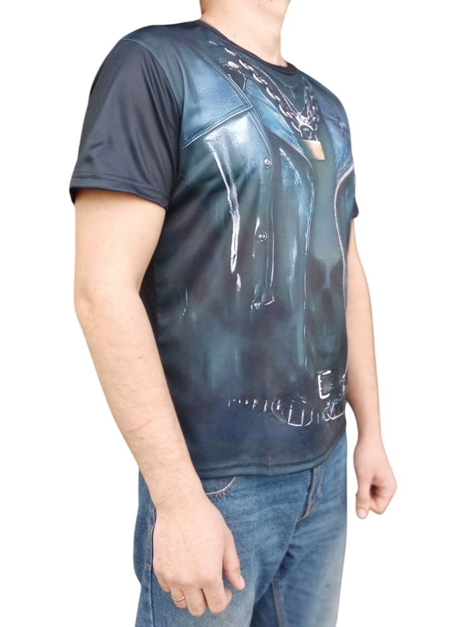 Чорна футболка зі скелетом черепом жилетка No Brand