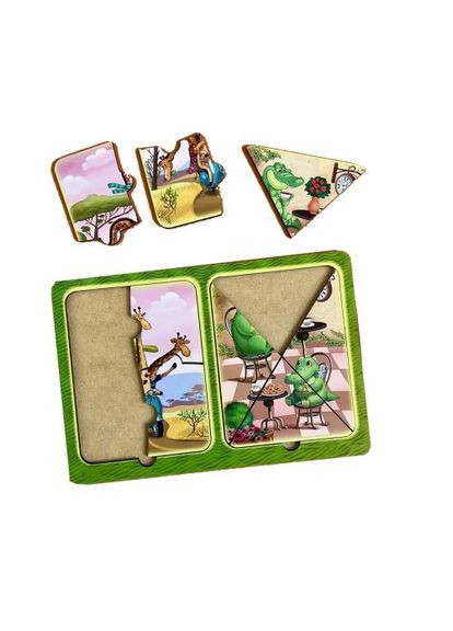 Деревʼяні пазли в рамці "Жирафи та крокодили" Ubee (371901438)