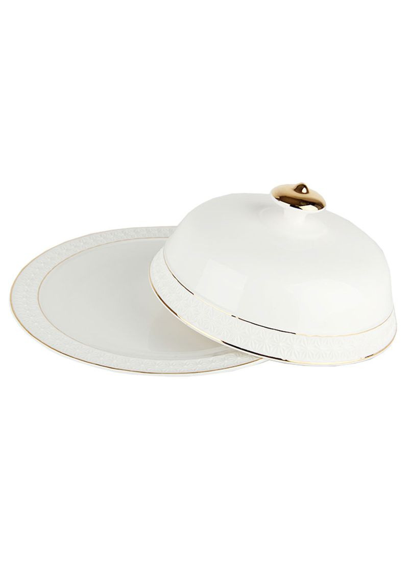Блюдо фарфоровое Снежная королева для блинов с крышкой 25.4 см белое (609726-А) Interos (323439360)