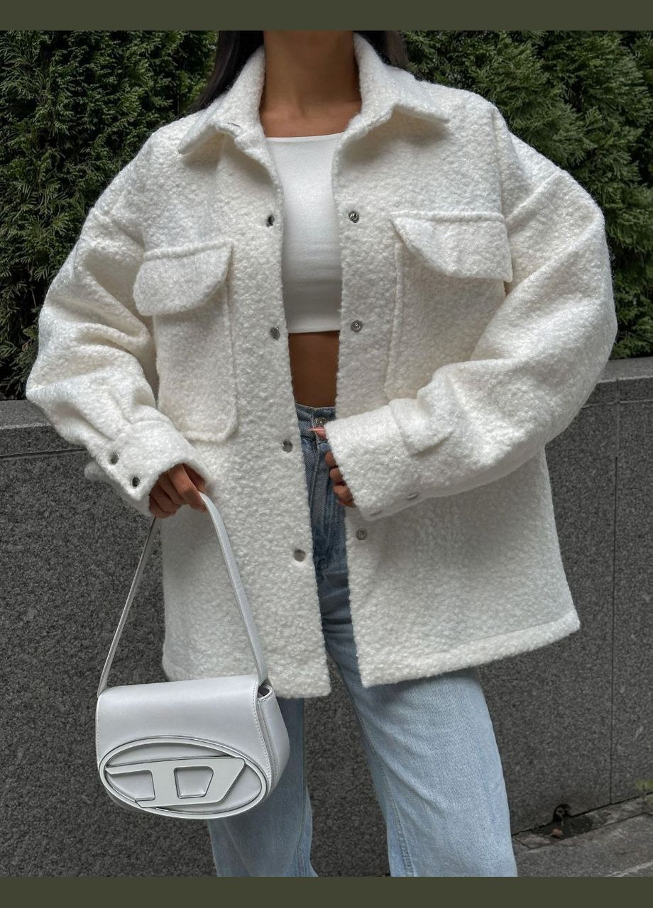 Молочная повседневный, кэжуал, джинсовая рубашка однотонная No Brand