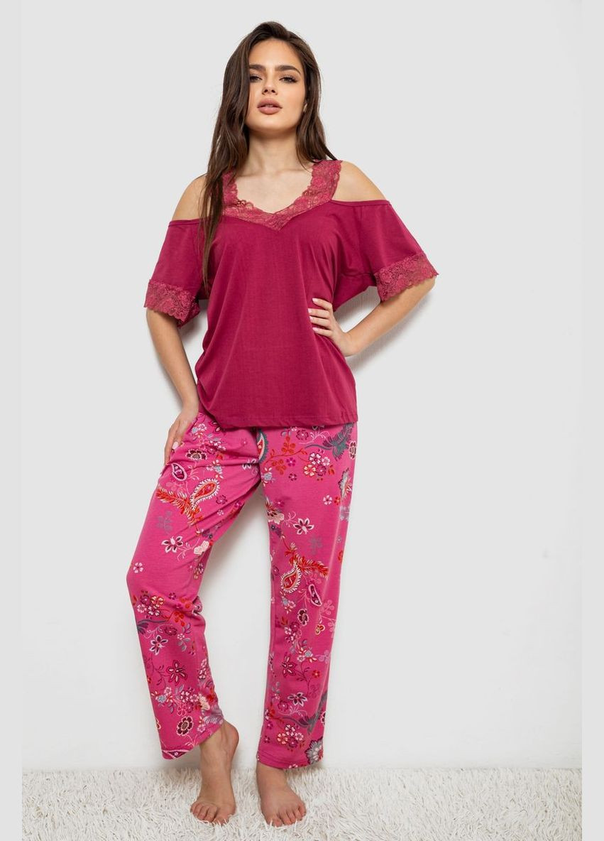 Бордовая пижама женская с принтом Andi 243R1600-015