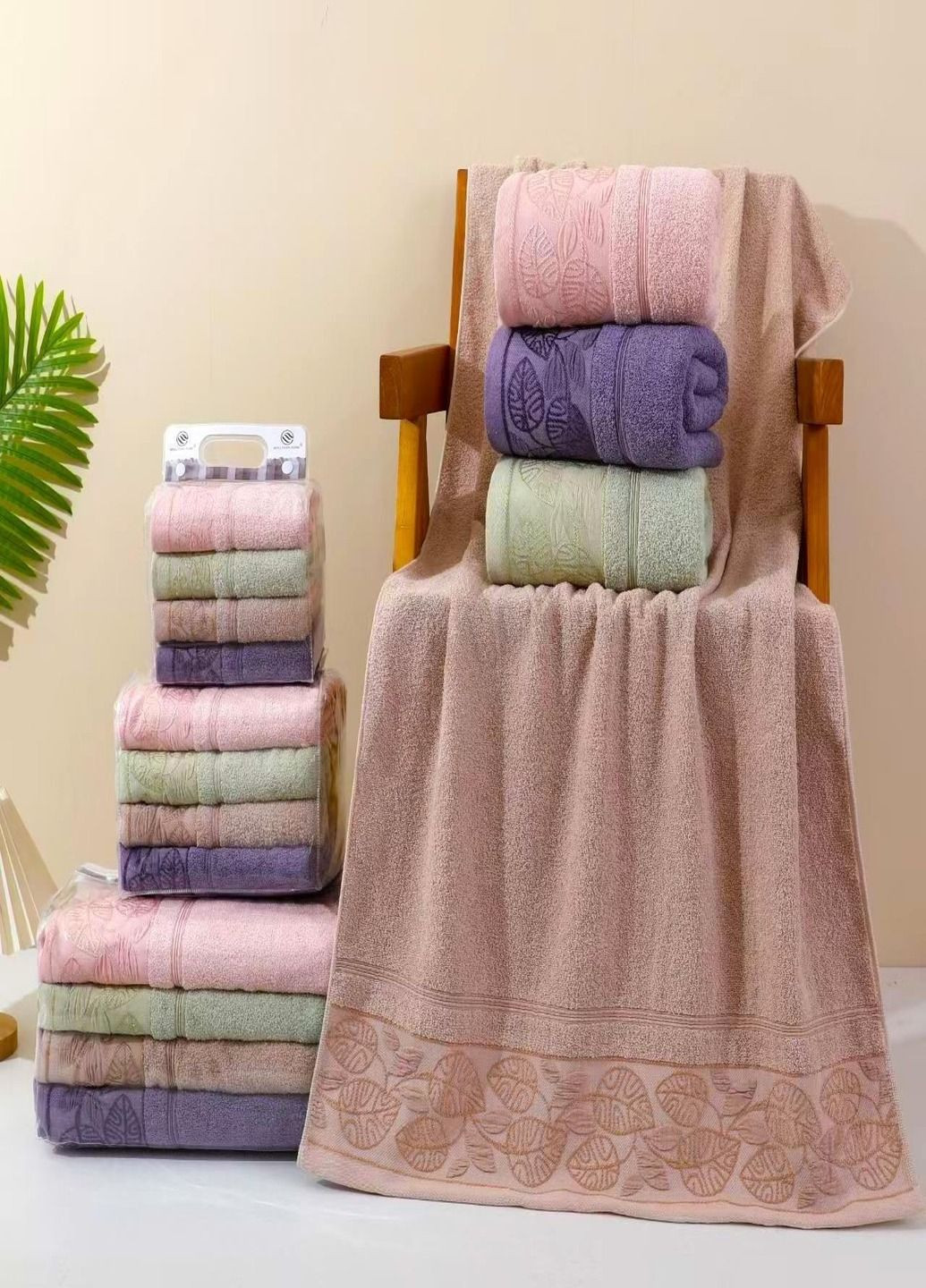 Рушник 140*70 махровий No Brand бежевий