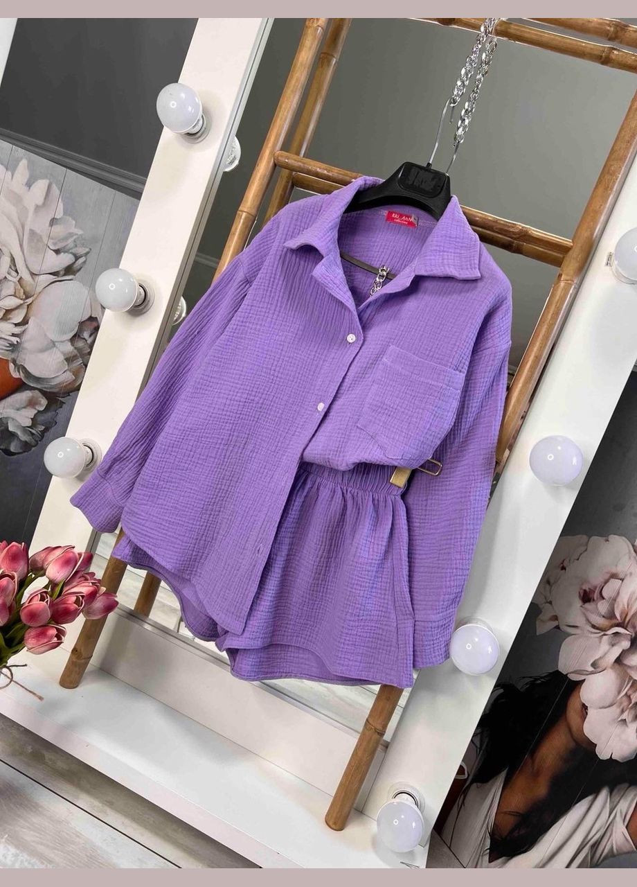 Фіолетовий літній стильний літній дитячий костюм на дівчинку 158 No Brand