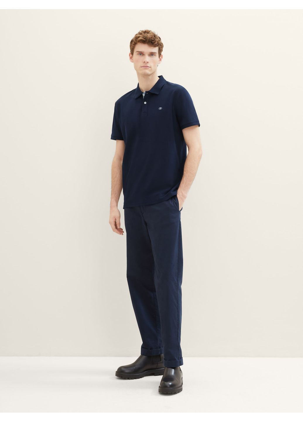 Темно-синяя футболка-поло для мужчин Tom Tailor