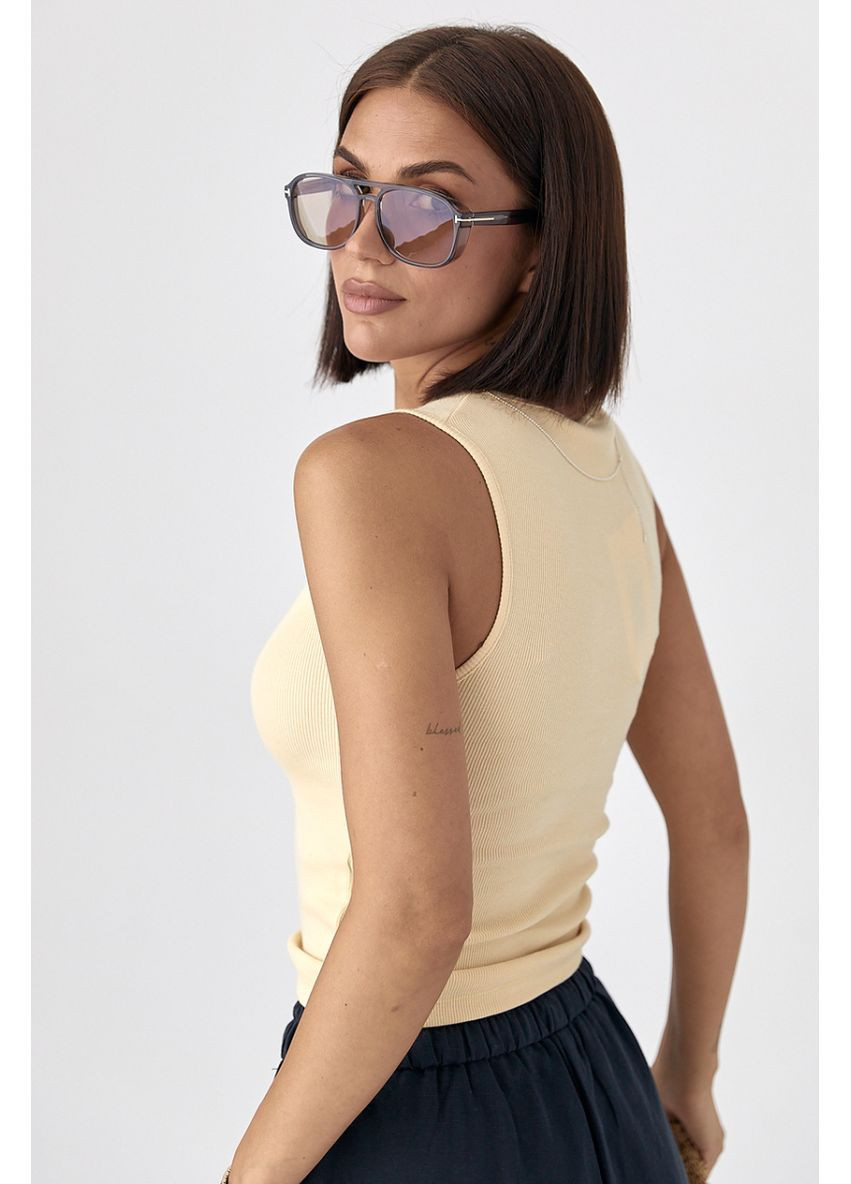 Майка в рубчик на металевих гудзиках Lurex — 370379849