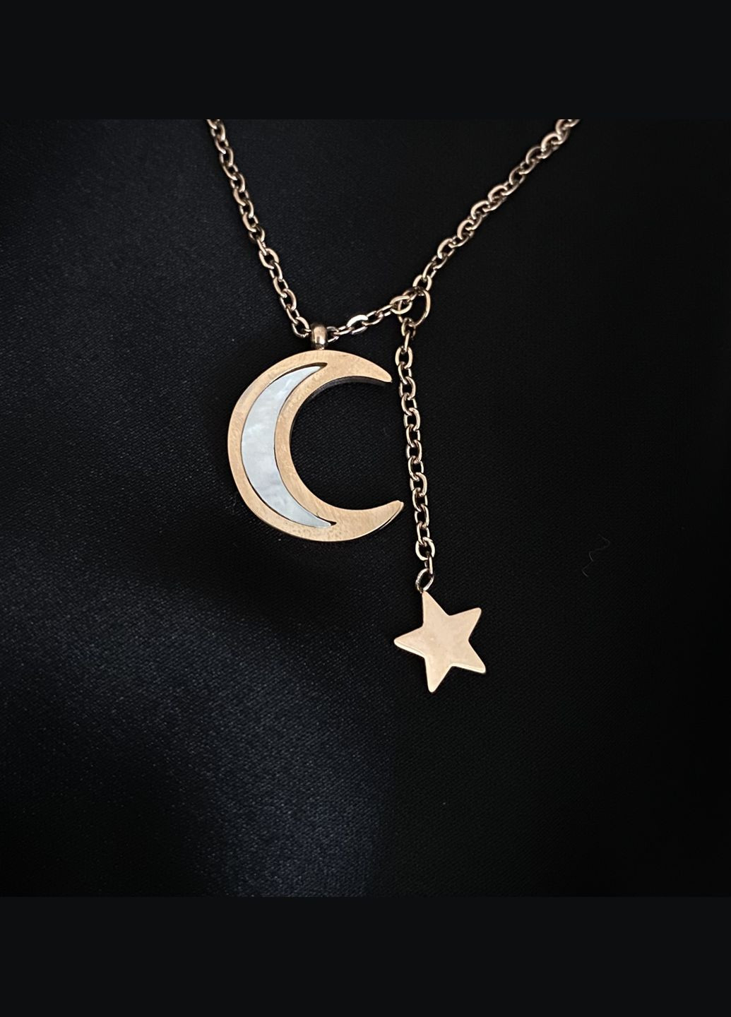 Кулон Місяць та зірка з ланцюжком золотого кольору 32422 Fashion (349462087)