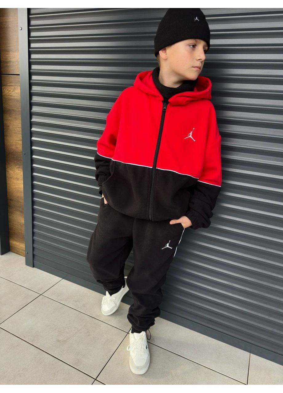 Червоний демісезонний крутезний флісовий підлітковий костюм 🔥зимній двосторонній полірований фліс полар No Brand