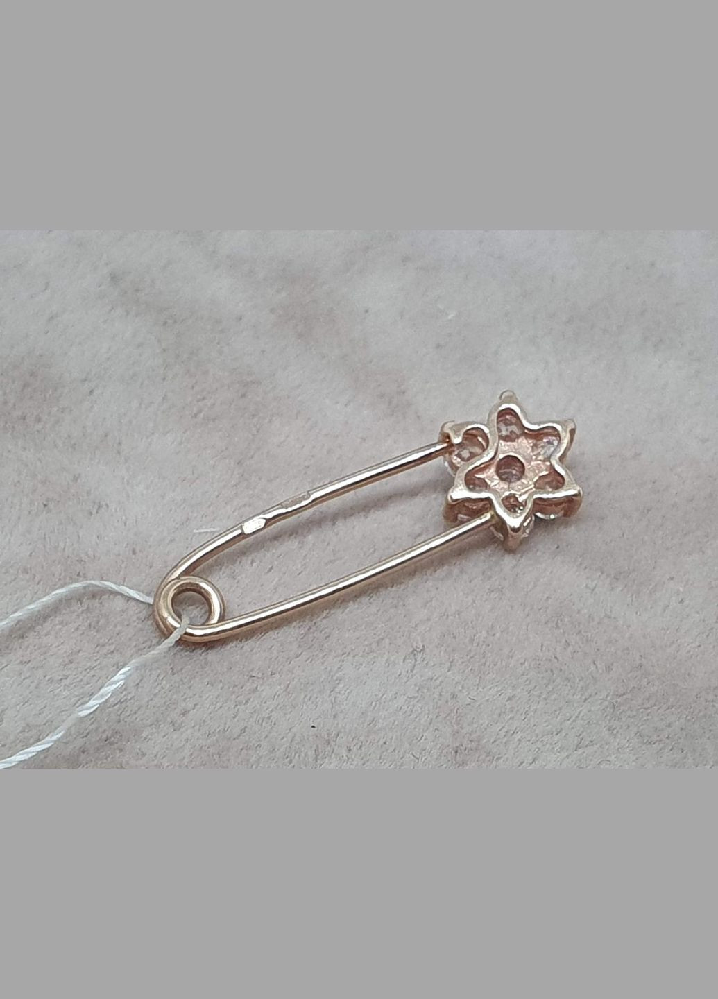 Золота брошка-шпилька Квітка з фіанітами. БШ079И Імперія золота (329421723)