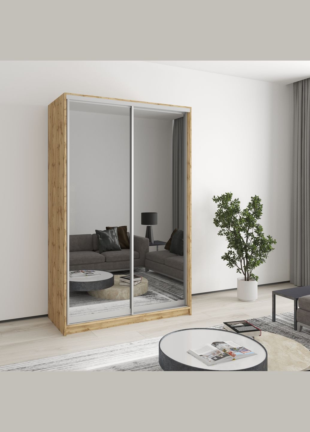 Шкаф-купе двухдверный Стандарт AL 2 Зеркала 130x45x210 см (MBS-3480) MebelStar (346288230)