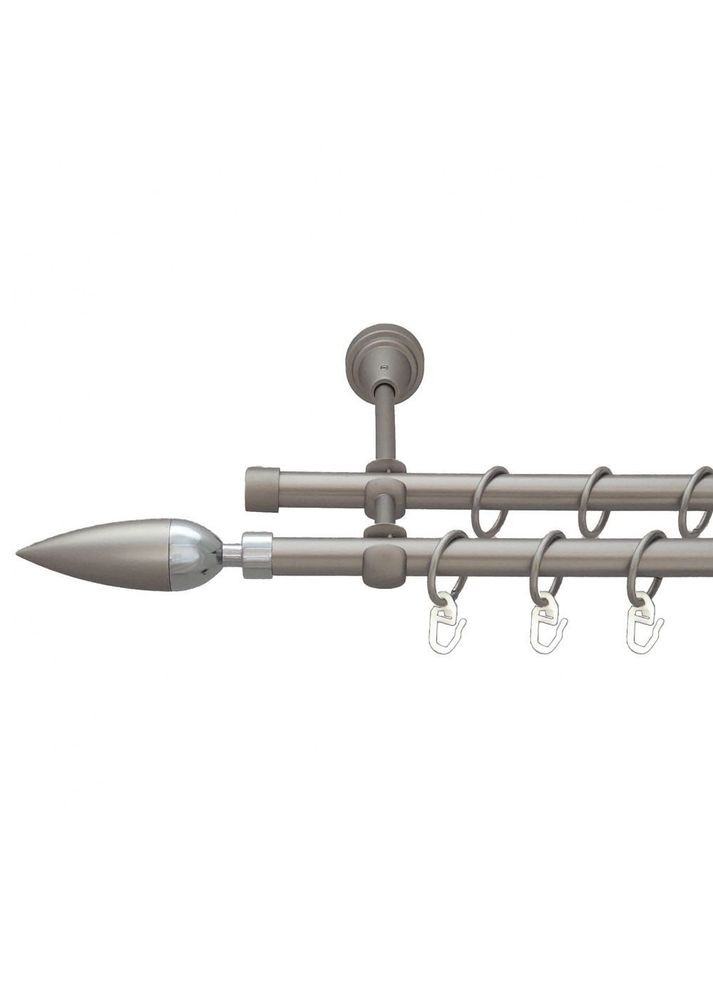 Карниз Линея металлический двухрядный открытый гладкая труба Сатин 16\16 мм 160 см (6098950) ORVIT (300796533)