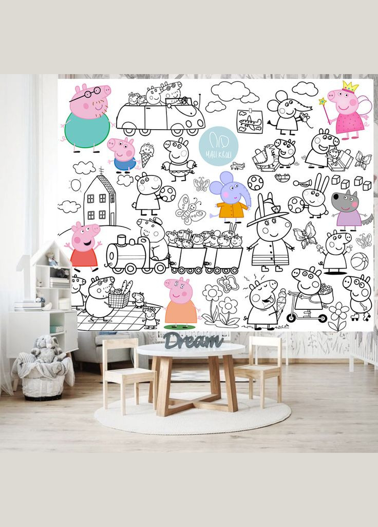 Розмальовка Свинка Пеппа / Peppa Pig Мега велика розмальовка набір з фломастерами 120х150 см No Brand (339871519)