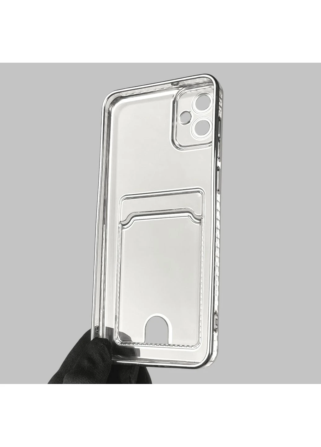 Чехол для Galaxy A05 (SM-A055) с серебряной окантовкой с карманом для карт на самсунг а05 серебряный Samsung (366020956)