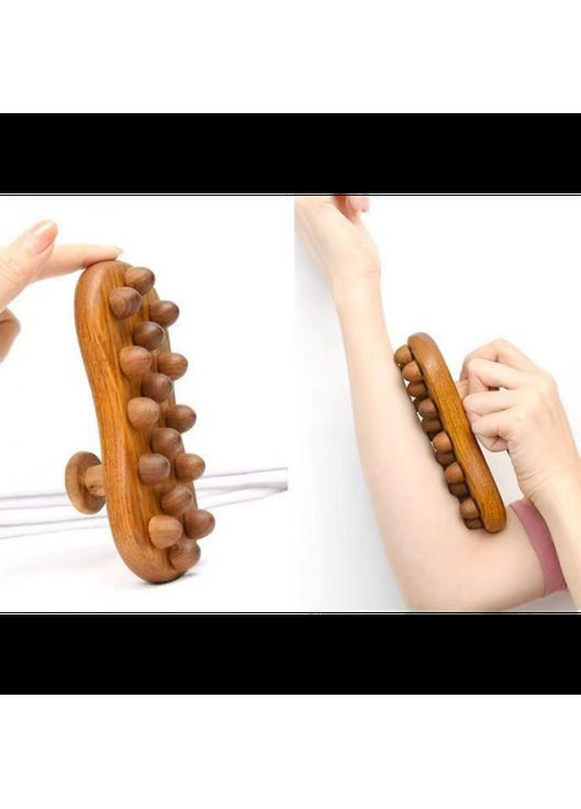 Шкребок ГуаШа, дерев'яний масажер для ГуаШа, дерев'яна щітка для масажу, 16 кульок, 11,5 см No Brand (350349796)