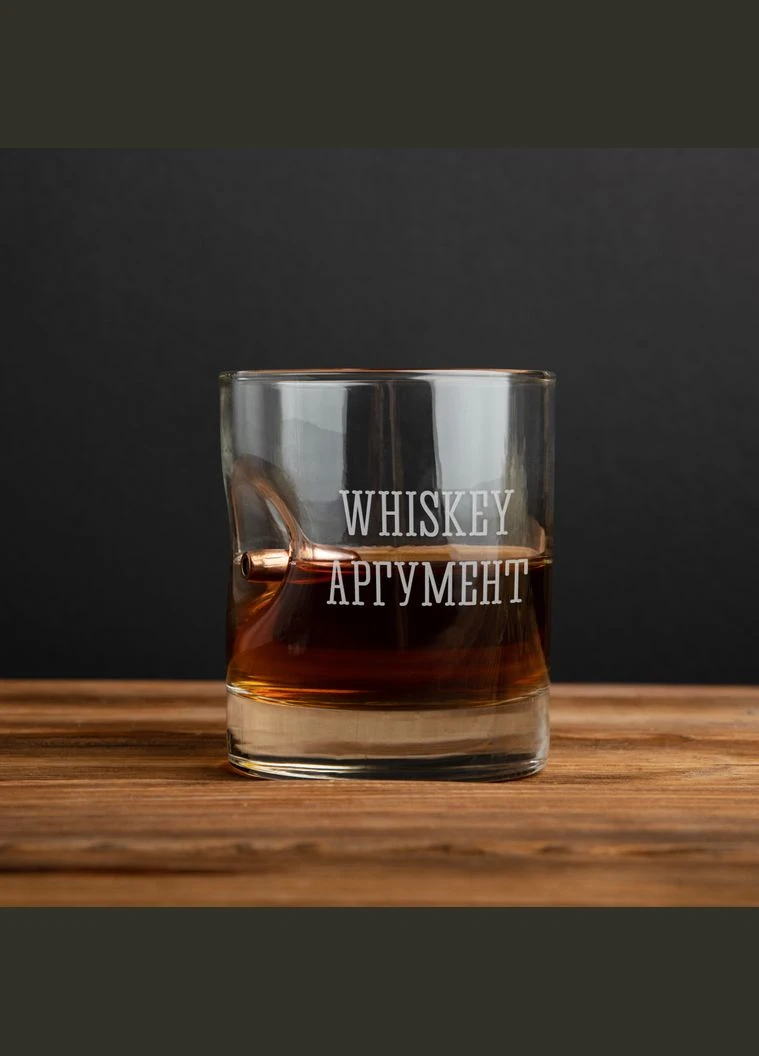 Склянка з кулею "WHISKEY АРГУМЕНТ" для віскі у тубусі зі шпону (BD-BULLET-GLASS-51) 300 мл BeriDari (268032777)